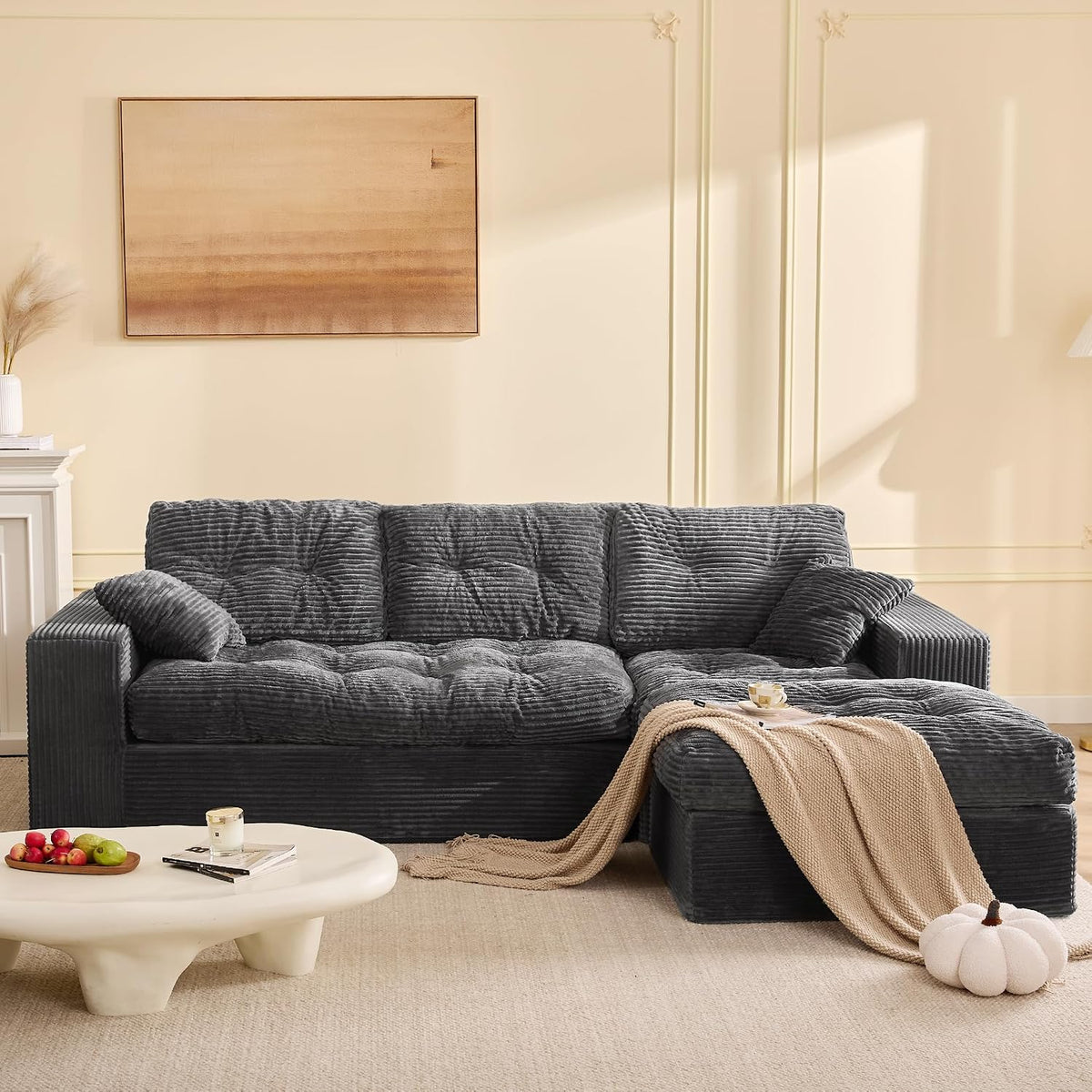 Sofa, aus Stoff, für das Wohnzimmer, Grau, Litbird