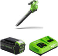 Greenworks GD40BVII Laubbläser, 45 L, 40 V, 4 Ah, bürstenlos, kabellos, Grün/Schwarz