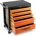 NEO TOOLS Werkstattwagen 5 Fächer Werkzeugschränke, für die Werkstatt, Schwarz/Orange