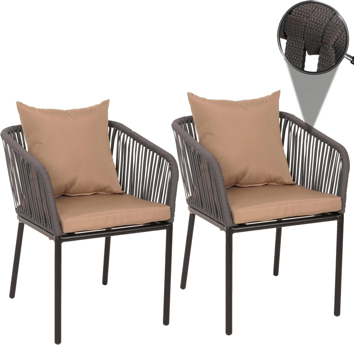 Mendler HWC-N41AM Lounge-Stühle, aus Aluminium, wasserabweisend, für den Garten, Anthrazit/Taupe